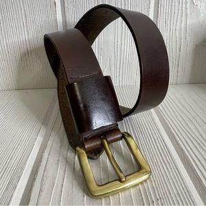 Crossroads Brown Leather Belt Small Heavy Brass Buckle Men’s